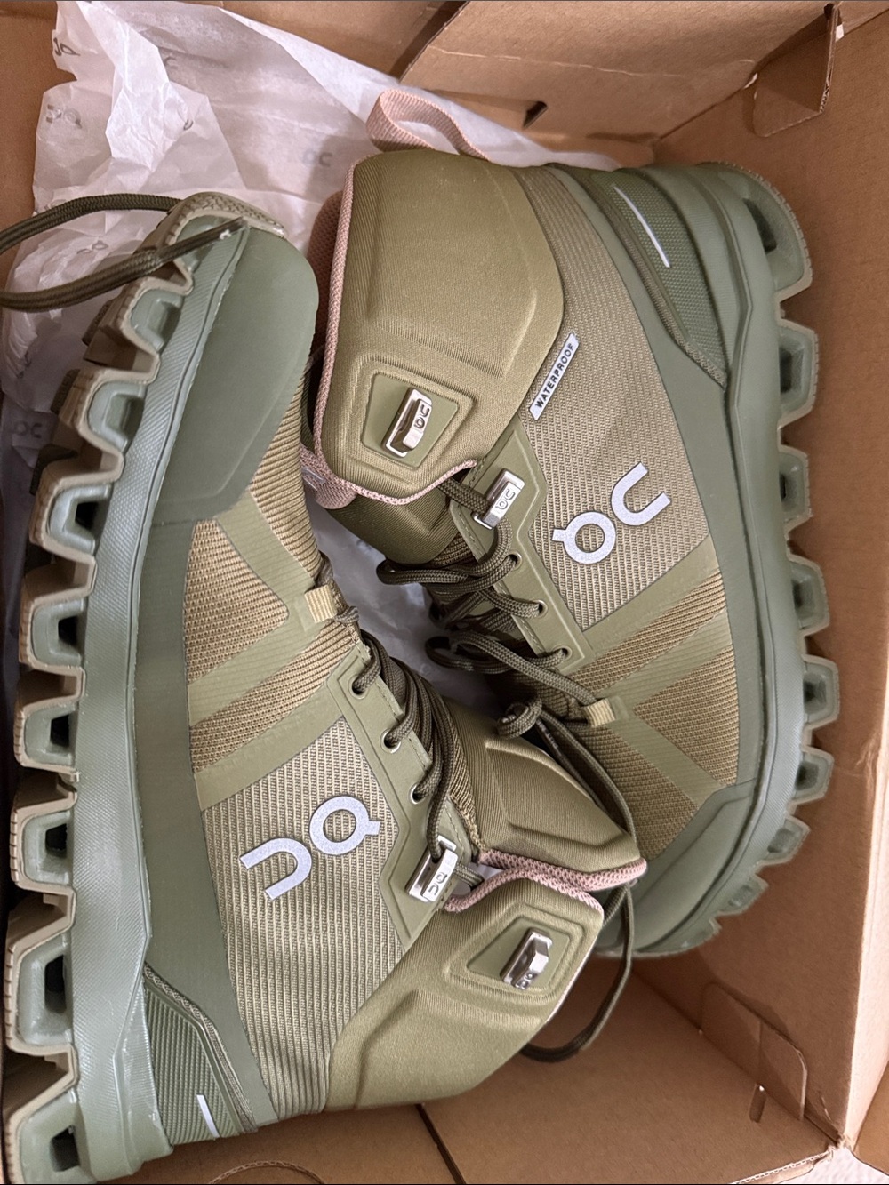 On Running Women's Olive Cloudrock Waterproof Winter Boots - Picture 4 of 4